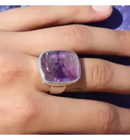 améthyste brute bague