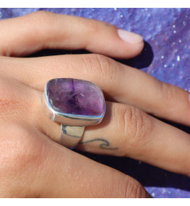 améthyste brute bague femme