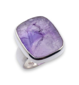 améthyste brute bague argent