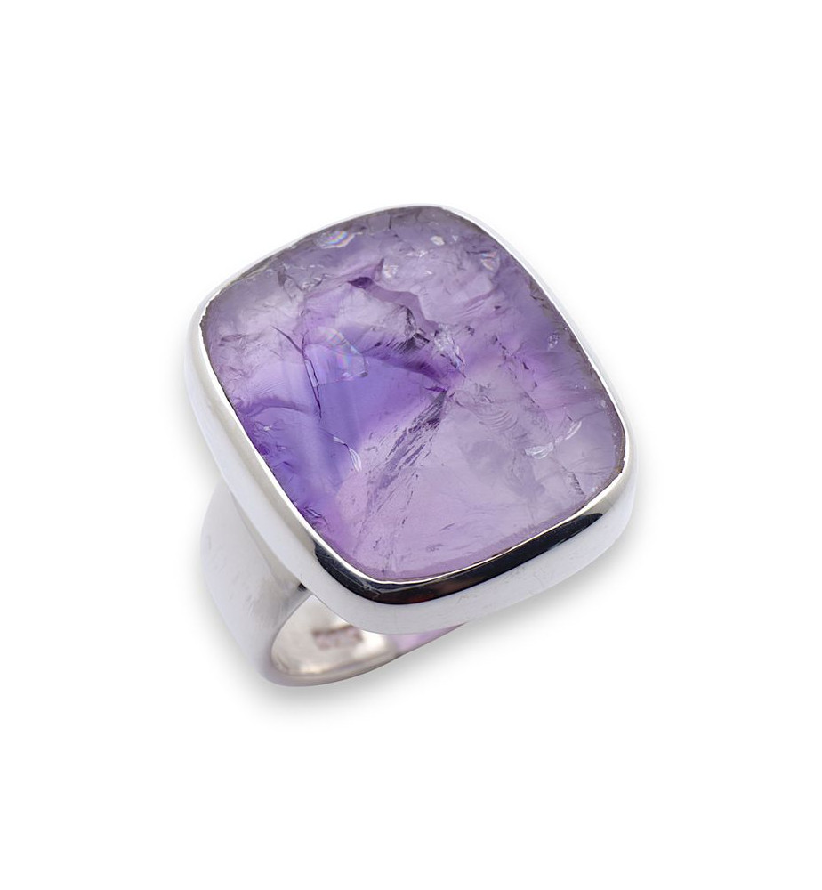 améthyste brute bague argent