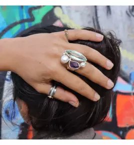 bague obsidienne bleue créateur