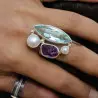bague argent multi-pierres