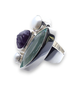 bague obsidienne bleue