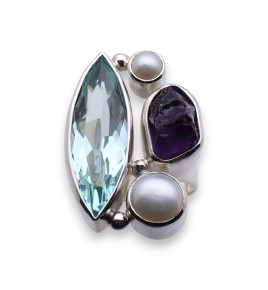 bague obsidienne bleue création