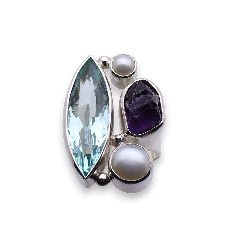 bague obsidienne bleue création