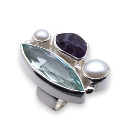 bague obsidienne bleue créateur