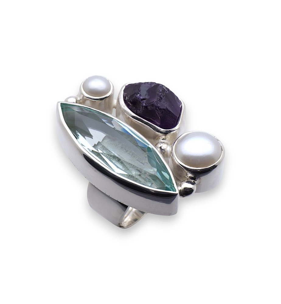 bague obsidienne bleue créateur