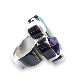 bague argent avec plusieurs pierres