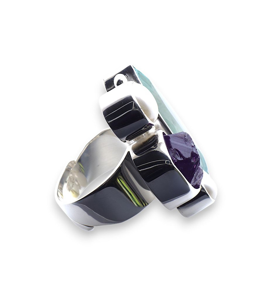 bague argent avec plusieurs pierres