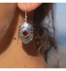 boucles d'oreilles grenat argent