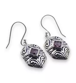 boucles d'oreilles grenat argent