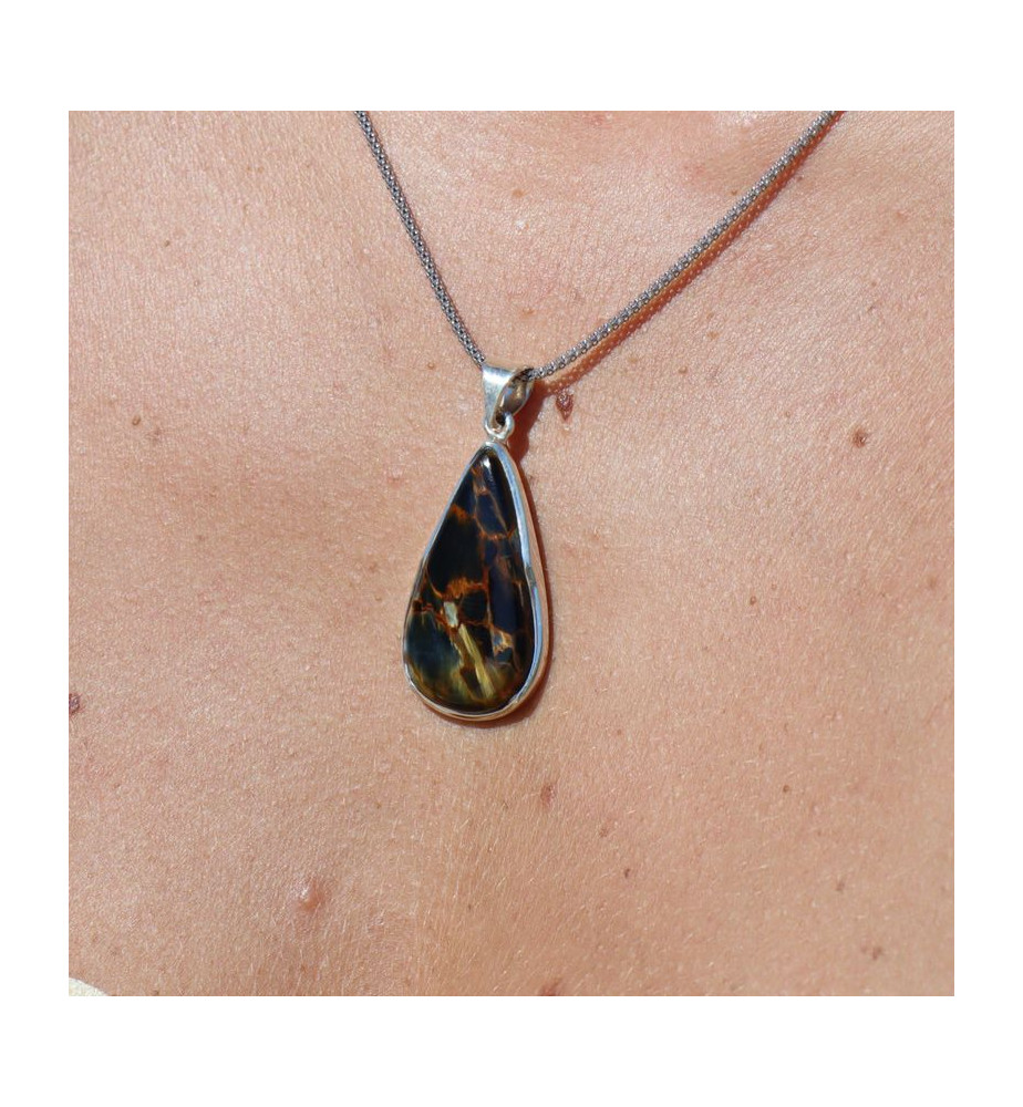 pendentif pietersite argent goutte