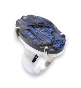 bague labradorite brute