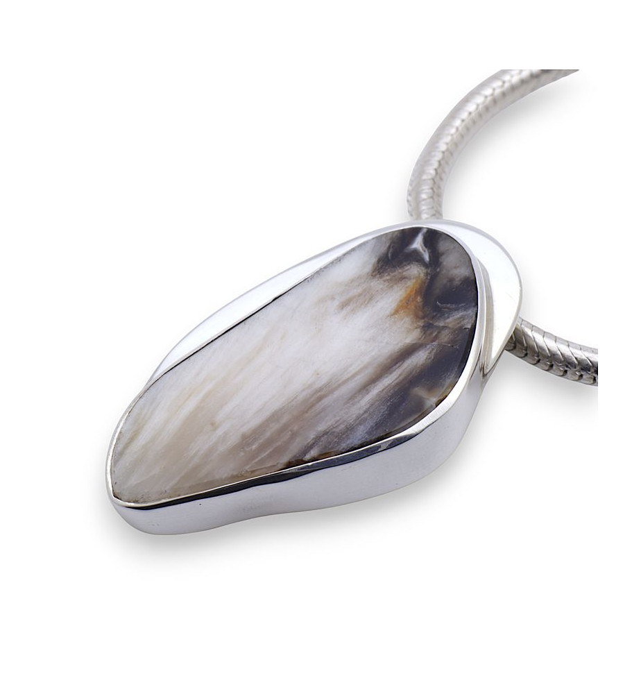 bijoux argent avec pierre marron