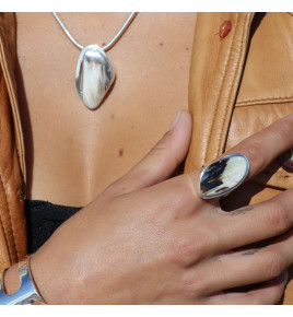 bague argent bois fossilisé bijoux