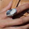 bague de créateur argent bois fossile