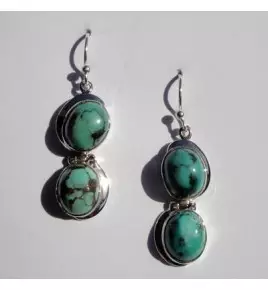 Boucles d'oreilles argent et turquoise