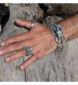 bague poulpe argent