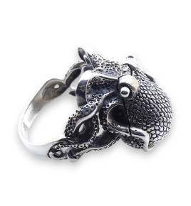 bague pieuvre argent homme