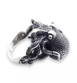 bague pieuvre argent homme
