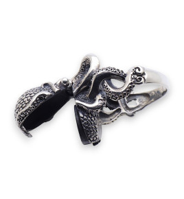bague poulpe argent homme