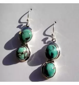 Boucles d'oreilles argent et turquoise
