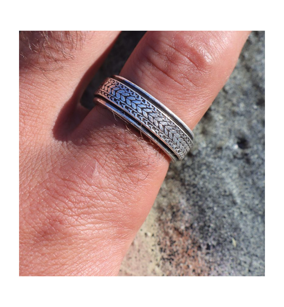 Bague Anti-Stress En Argent 925 - Taille 57 - 7,11 G - Occasion - Style Minimaliste