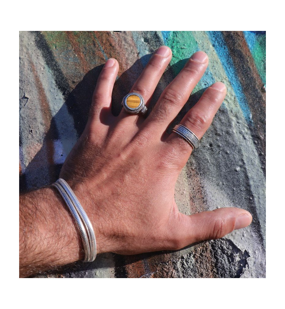 bague oeil de tigre argent