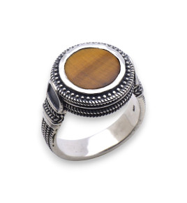 bague homme argent oeil de tigre