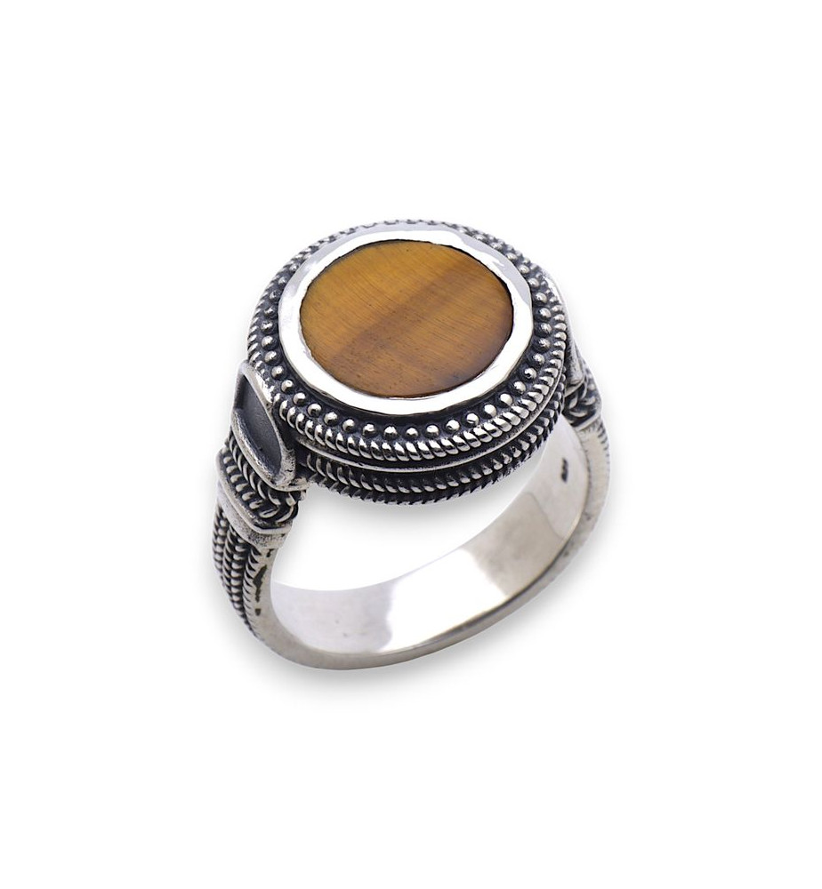 bague homme argent oeil de tigre