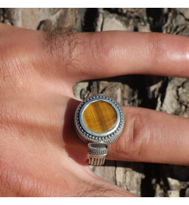 oeil de tigre bague homme
