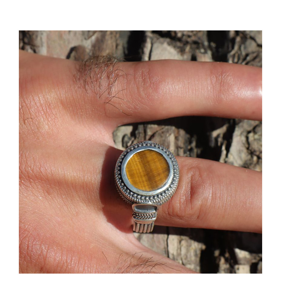 oeil de tigre bague homme