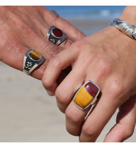 bague argent jaspe mokaite