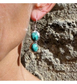 Boucles d'oreilles argent et turquoise