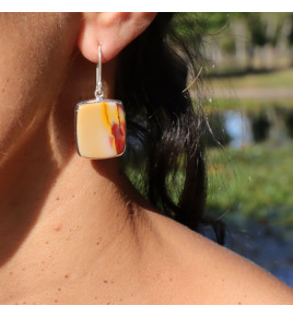 boucles d'oreilles argent jaspe
