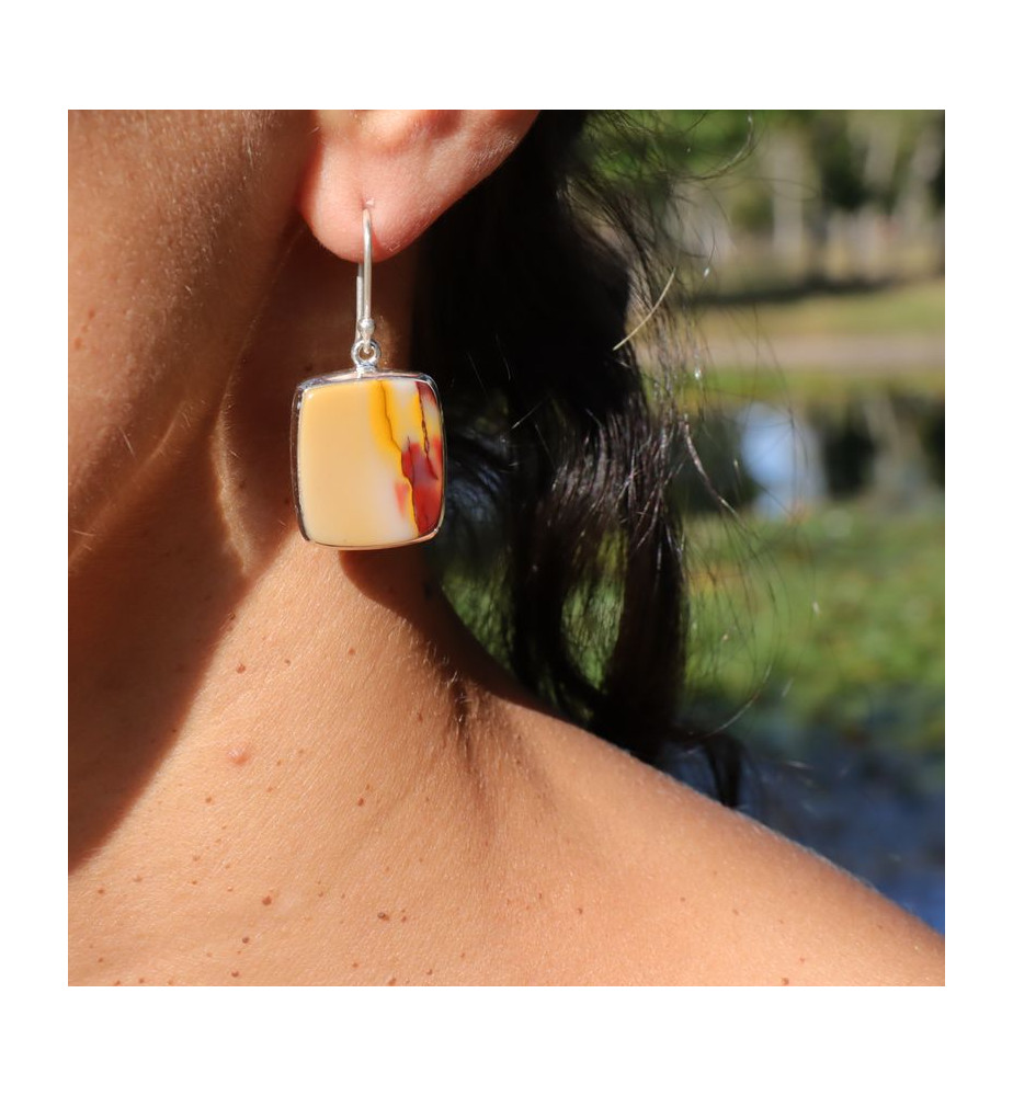 boucles d'oreilles argent jaspe