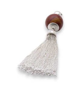 pendentif pompon argent et jaspe