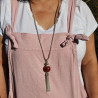 pendentif pompon argent et pierre