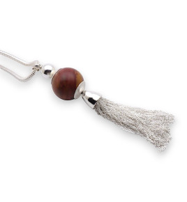 pendentif pompon pierre et argent