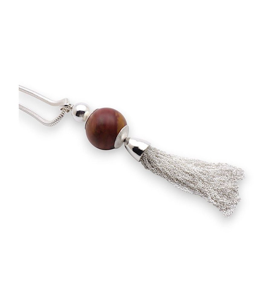 pendentif pompon pierre et argent pendentif pompon pierre et argent