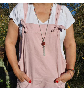 pendentif pompon pierre et argent
