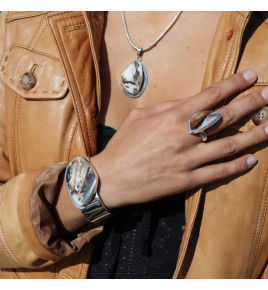 bague argent bois fossilisé bijoux