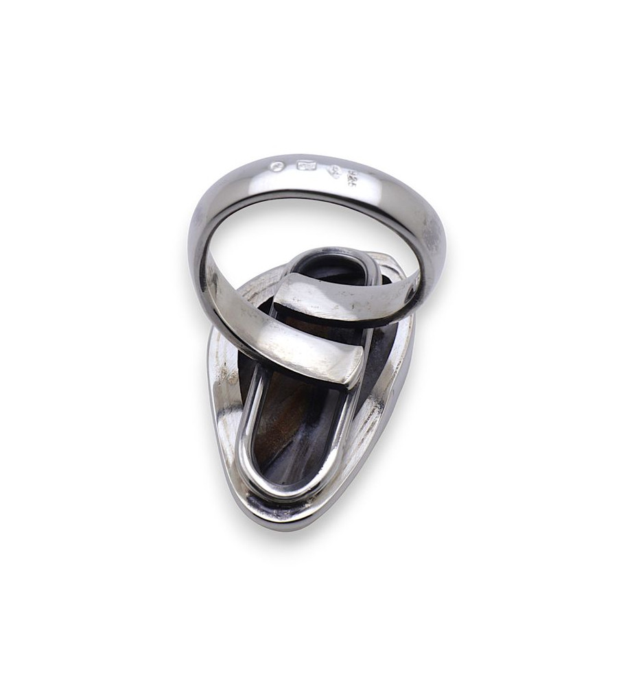 bague argent bois fossile femme