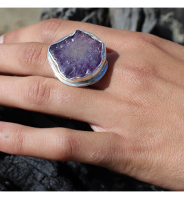 bague amethyste fleur