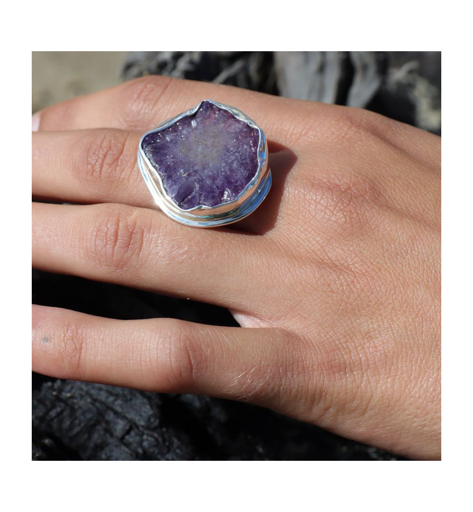 bague amethyste fleur