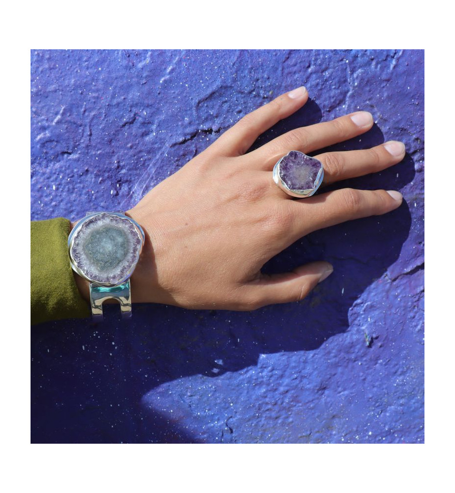 bague améthyste stalactite argent