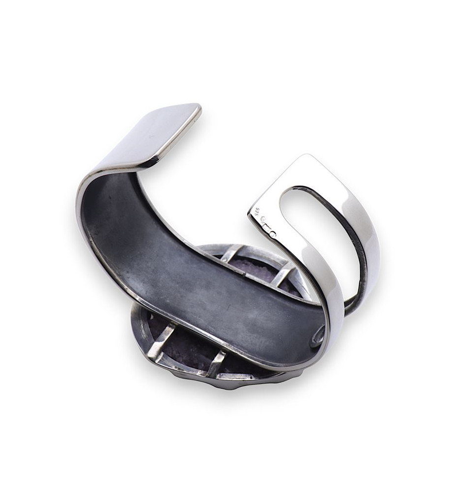 bracelet manchette argent pierre