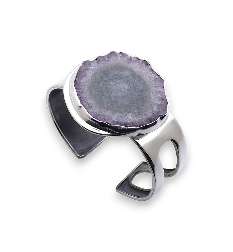 bracelet manchette argent pierre femme