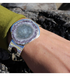 améthyste bracelet manchette argent