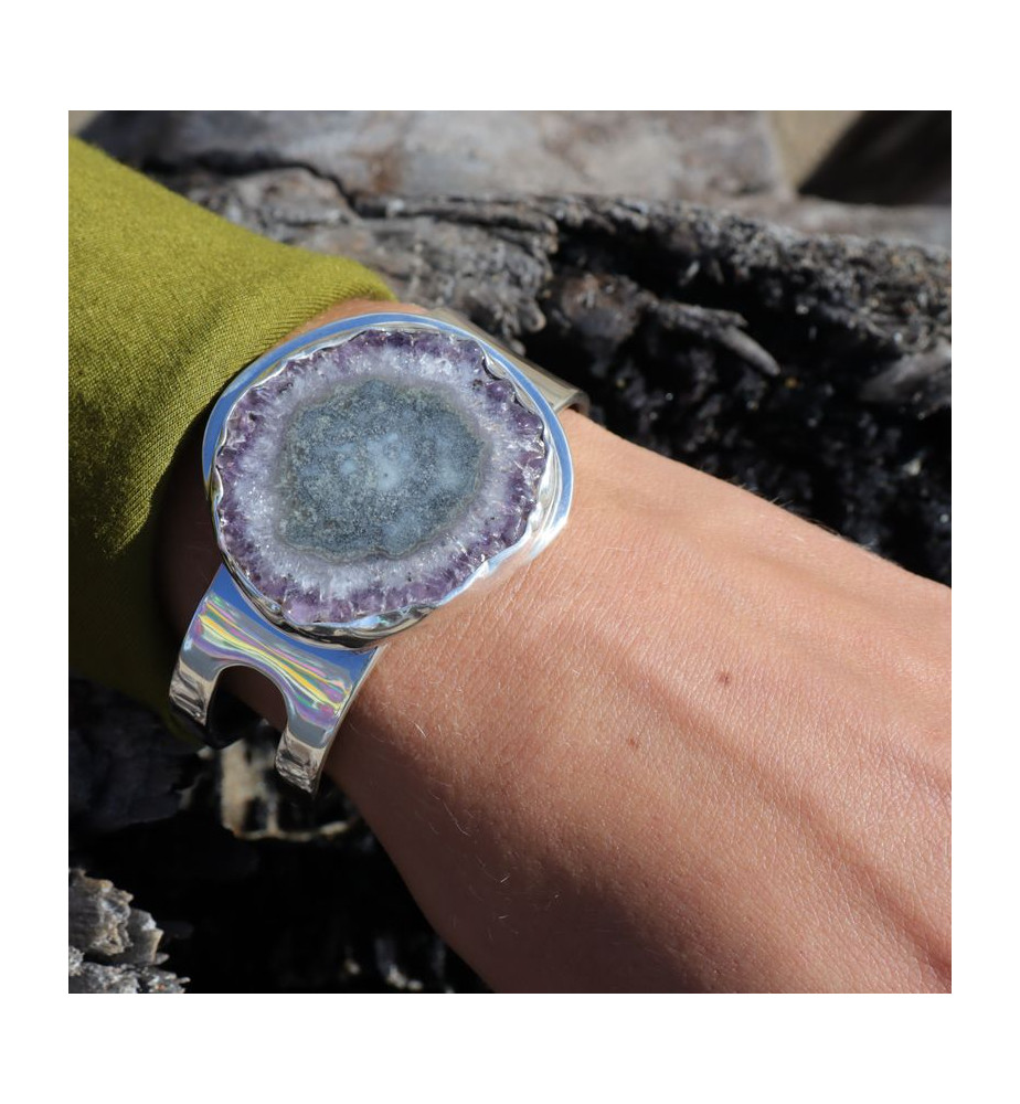 améthyste bracelet manchette argent